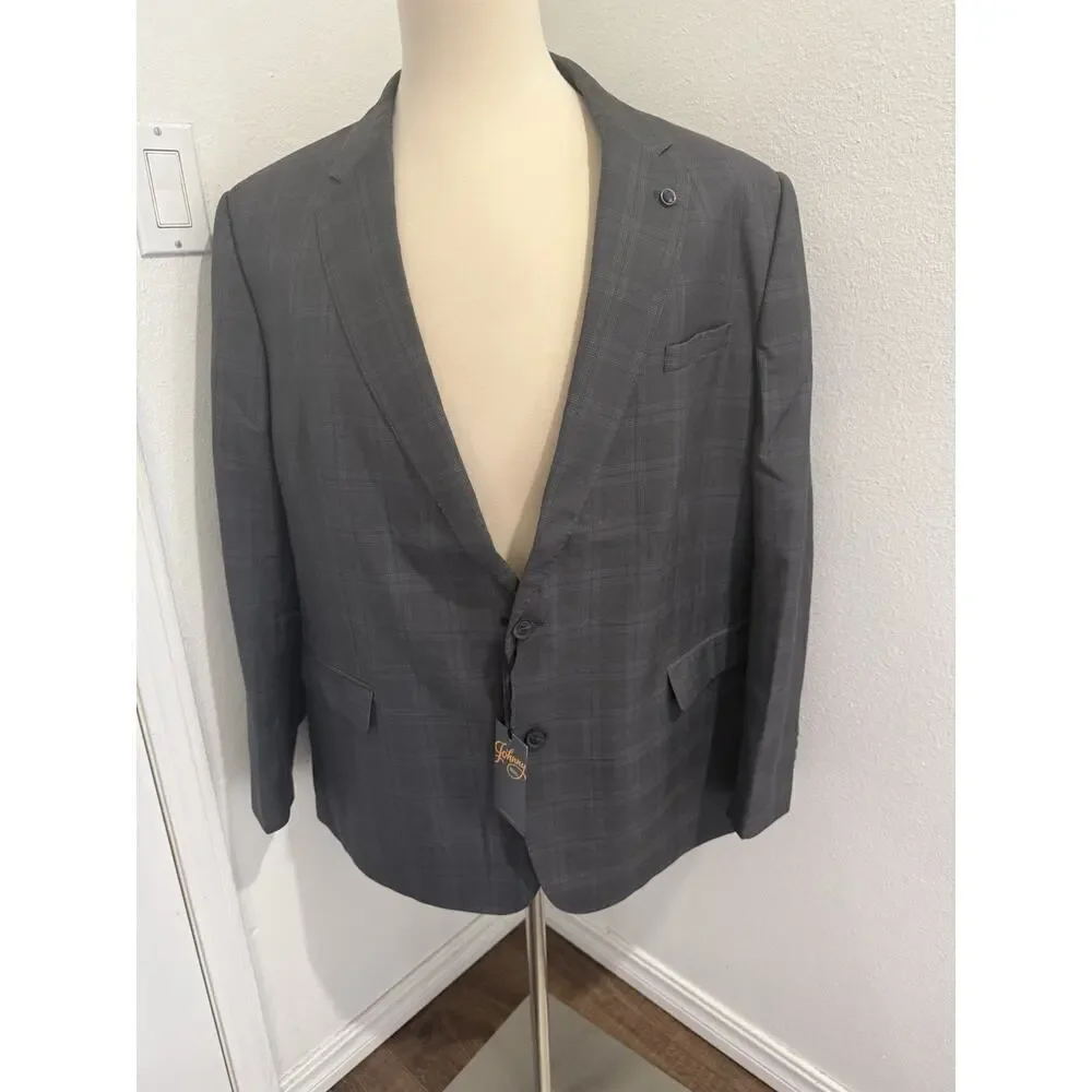 NWT Johnny Bigg Sport Coat Jacket‎ Milan Check New Charcoal Size 50